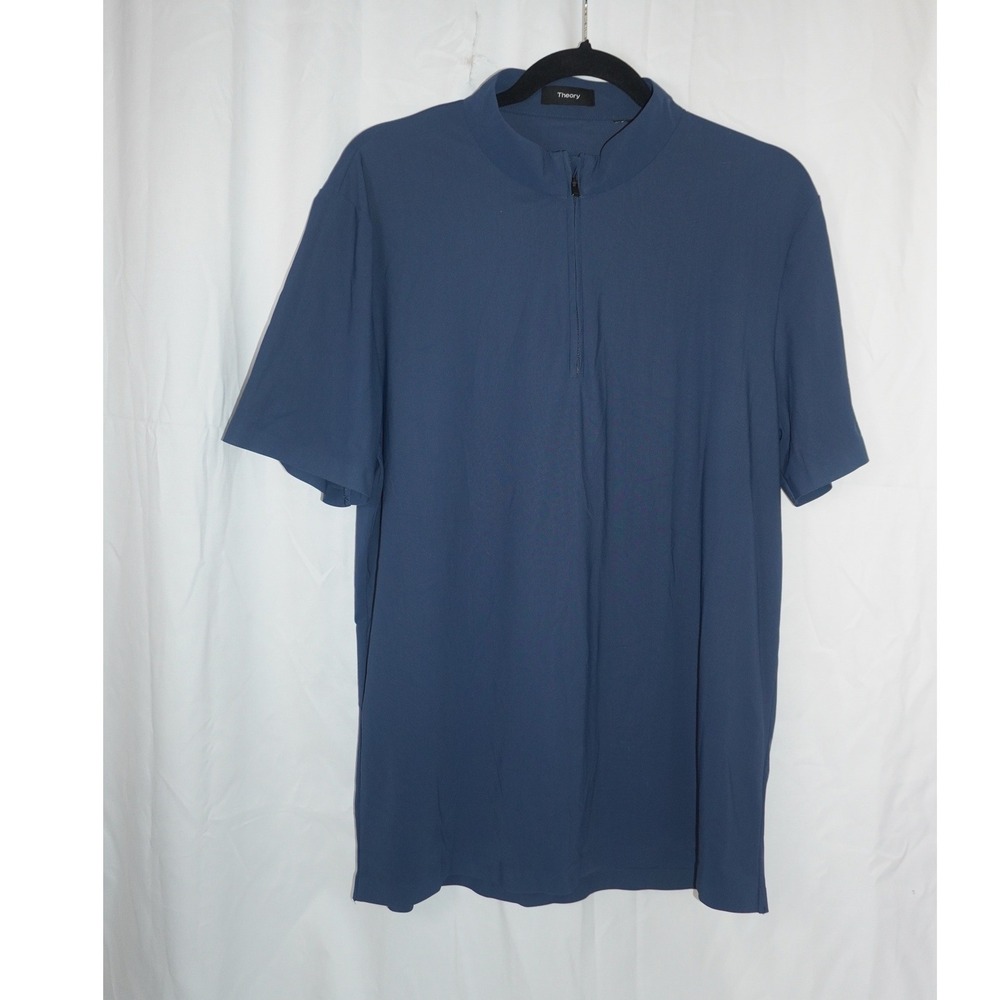 Theory Performance Mens Blue Short Sleeve Quarter Zip Shirt M Scuba Golf